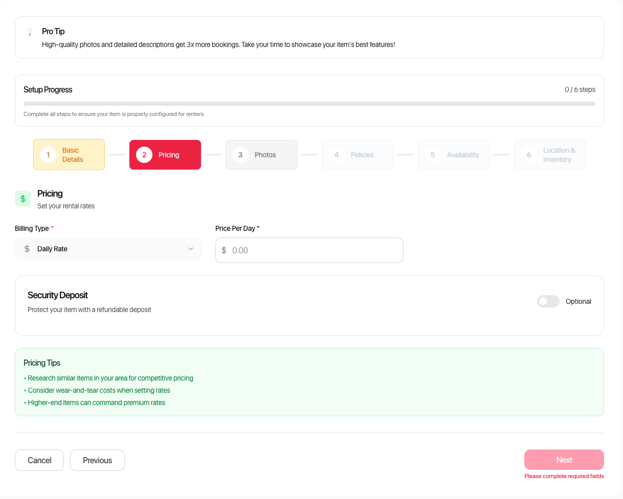 Step 2: Pricing options